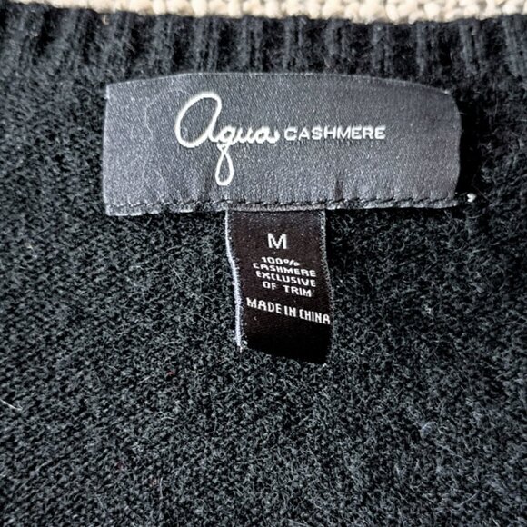 Aqua Cashmere 100% Cashmere Black Cardigan Sweater – Bow Detail | Size M - Picture 4 of 4
